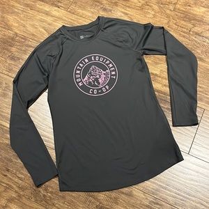 MEC youth grey rash guard shirt with pink image